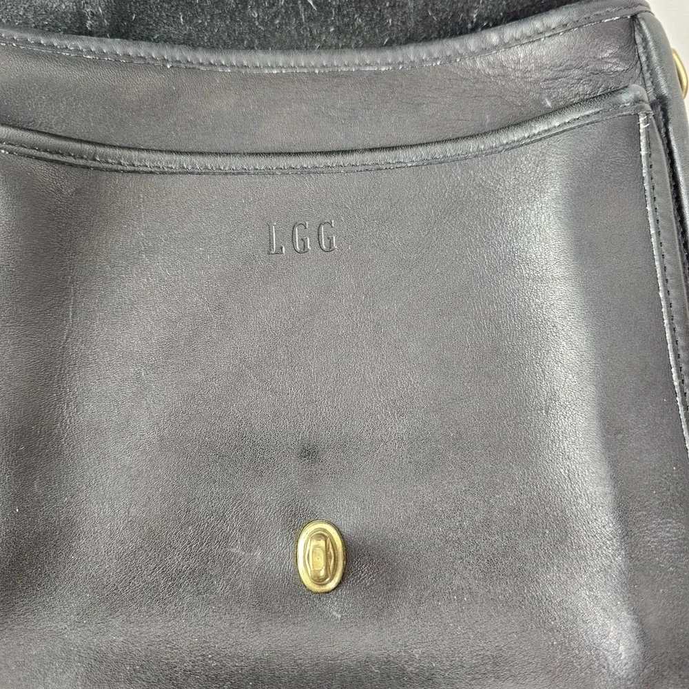 Coach Vintage Station Bag Purse Black Leather Cross body Nice‎ & Clean 1980-90's